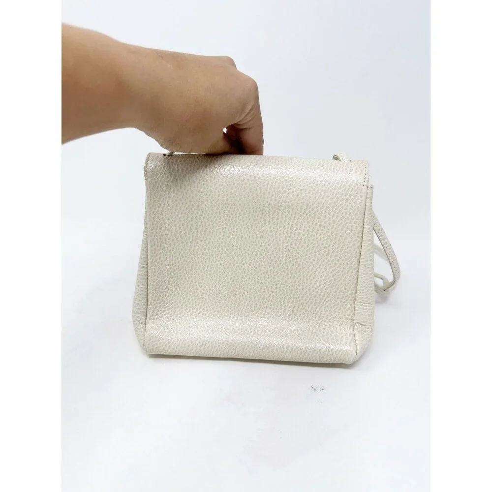 Furla Crossbody Shoulder Bag Purse Pebbled Leather‎ Made In Italy Ivory Small